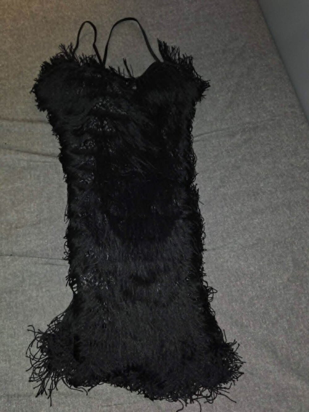Reggio Black Fringe Cocktail Dress Size 8 Y2K Sleeveless Party Dress